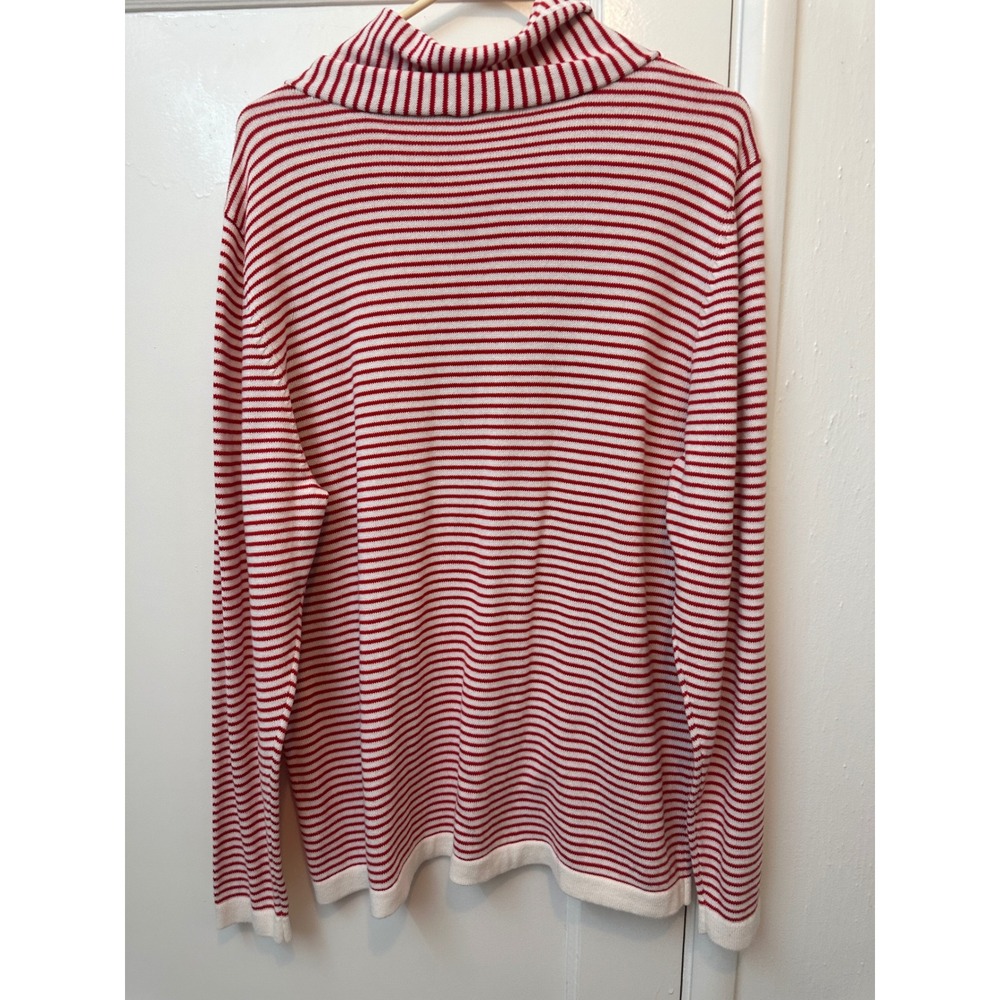 Cabi Striped Cowl Neck Sweater Red White Drawstring Knit Top 6447 XL - Picture 6 of 8